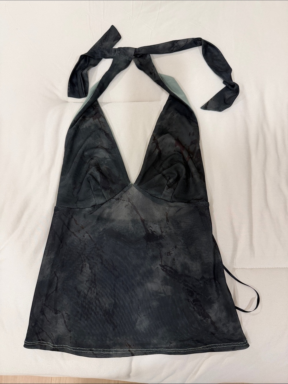 Halter Neck Black Tie-Back Dress
